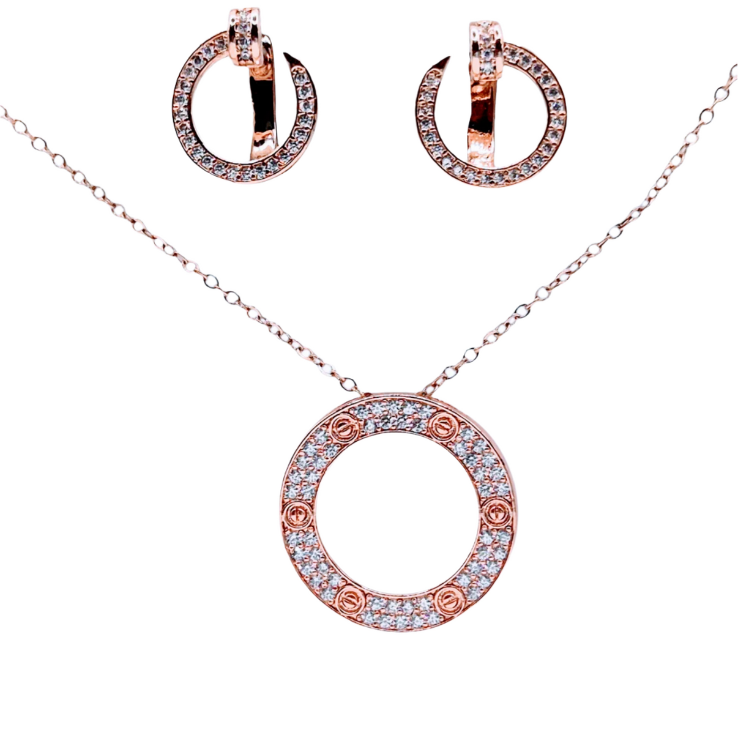 Designer circle with crystals in pink plating