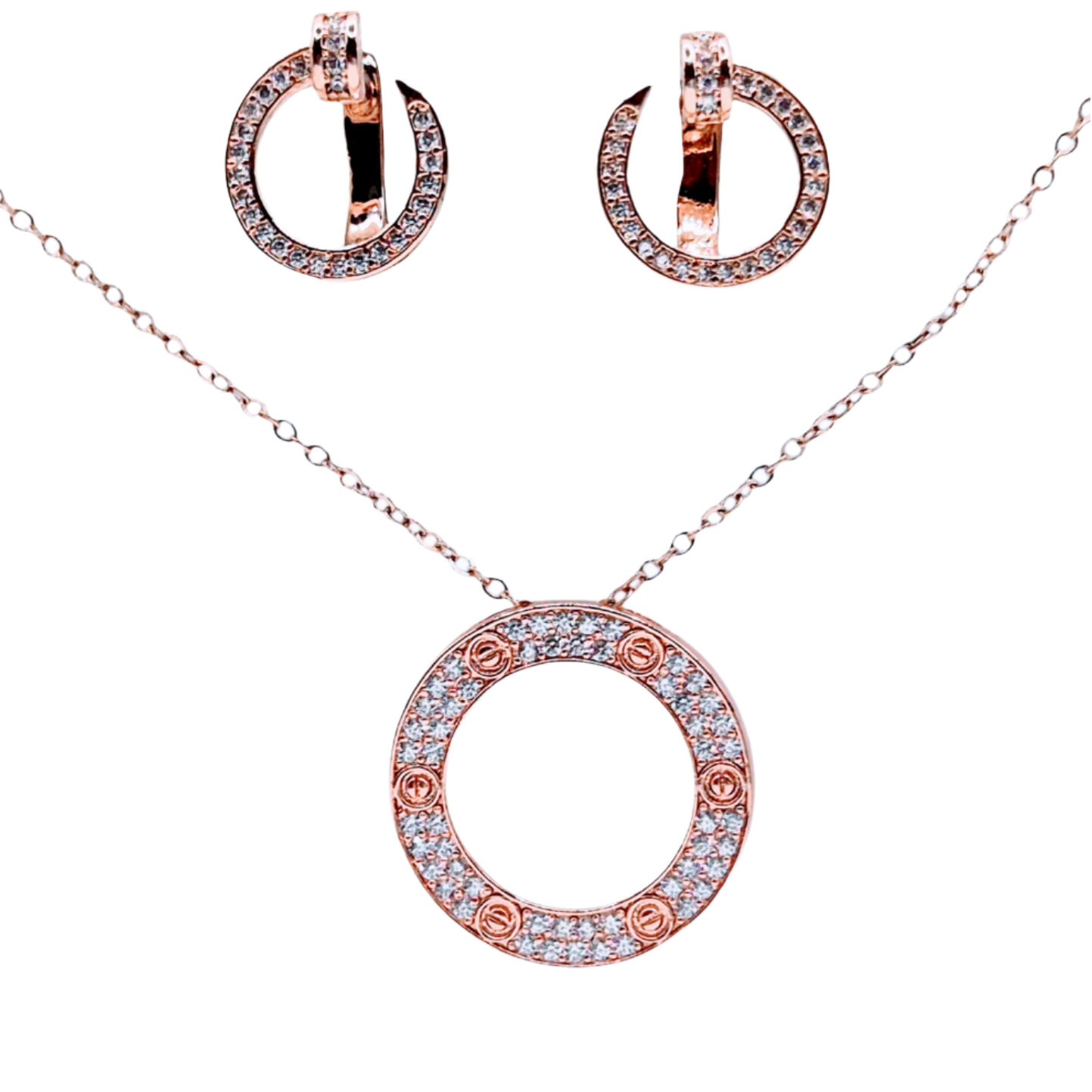 Designer circle with crystals in pink plating