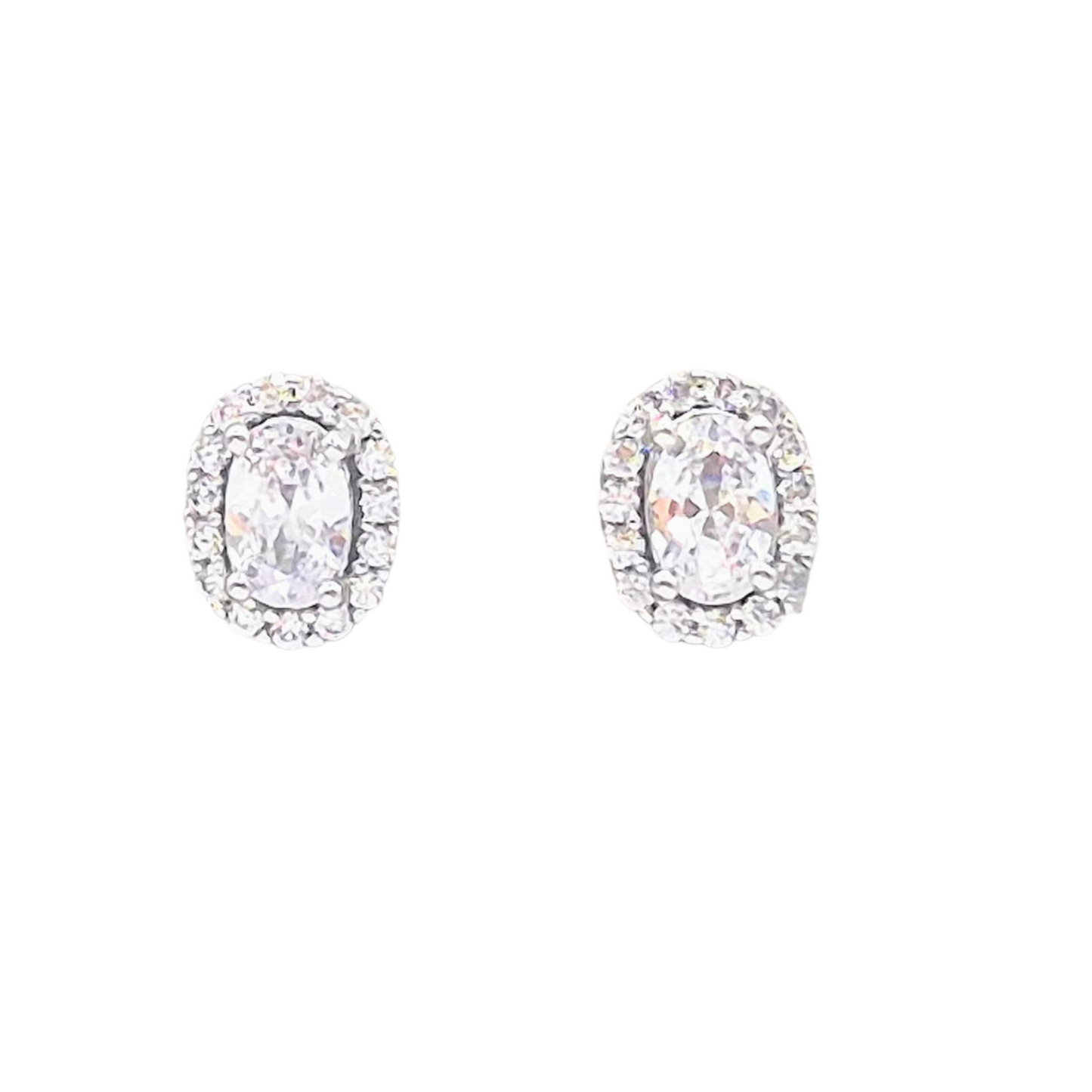 Oval shaped tops with Cubic Zircons in 925 Silver