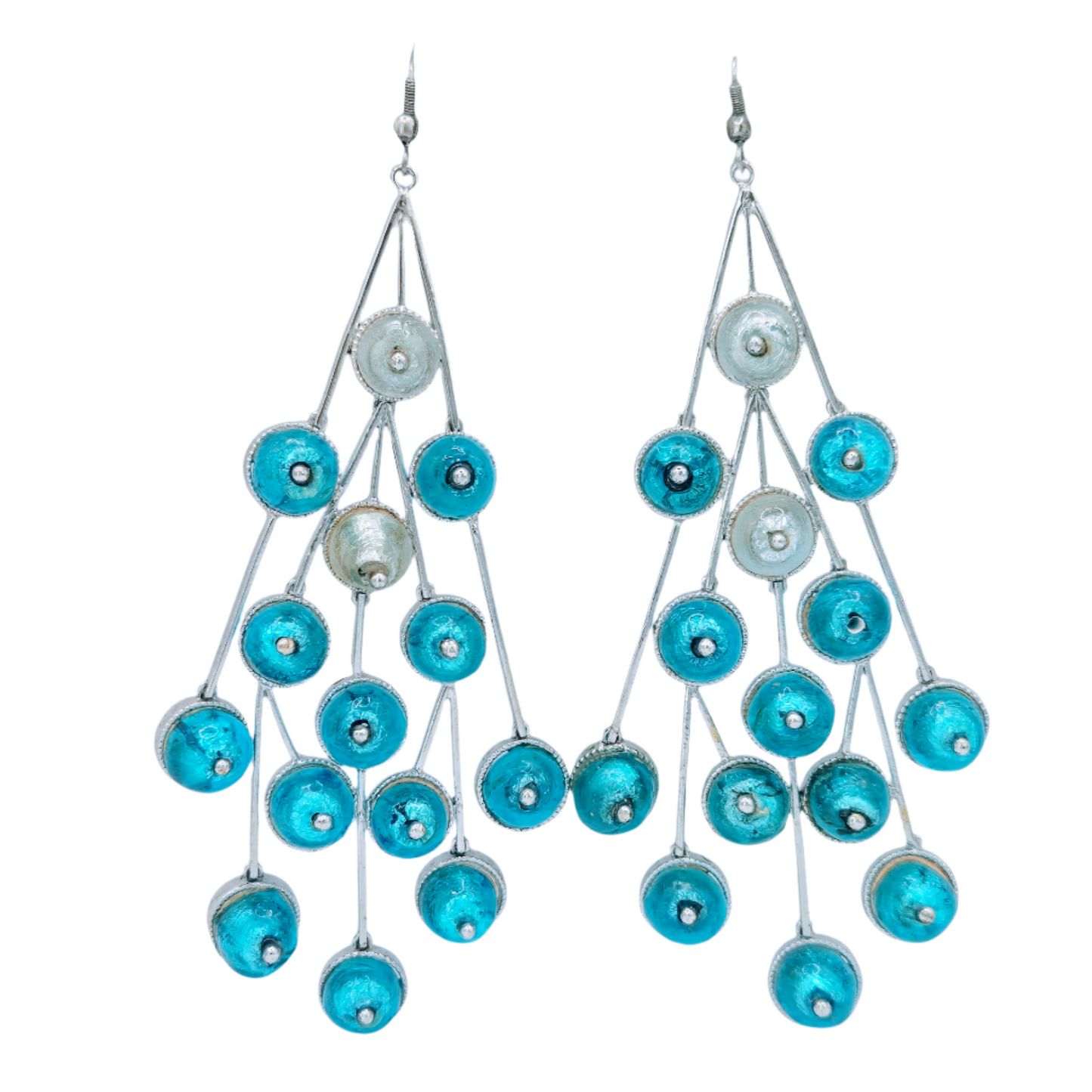 Italian Murano beads set in 925 Silver, design inspired from rain