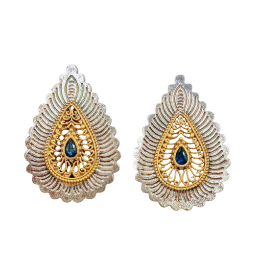 Dual tone Eartops with Dark Blue Quartz in German Silver