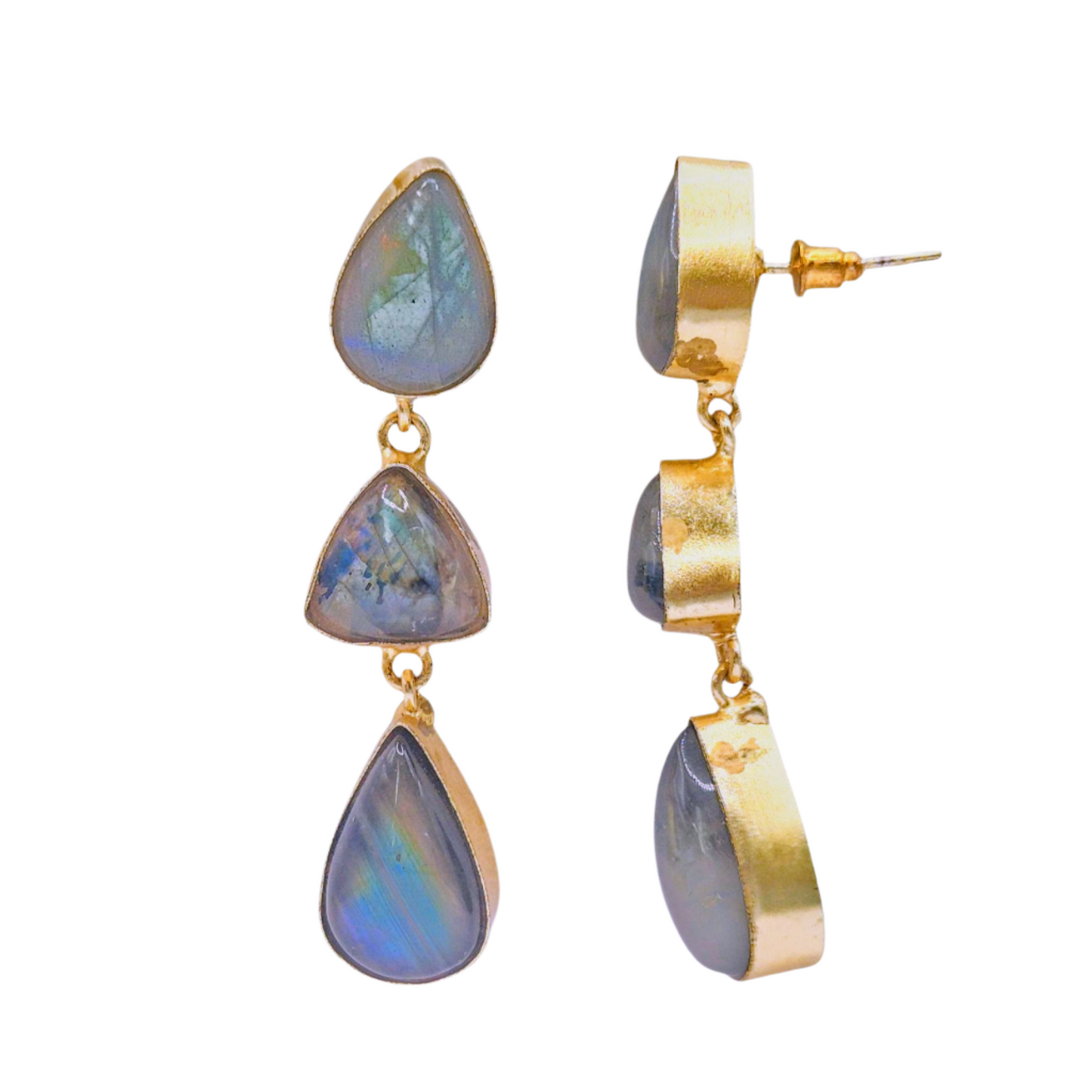 Natural Labradorite gemstone set in brass