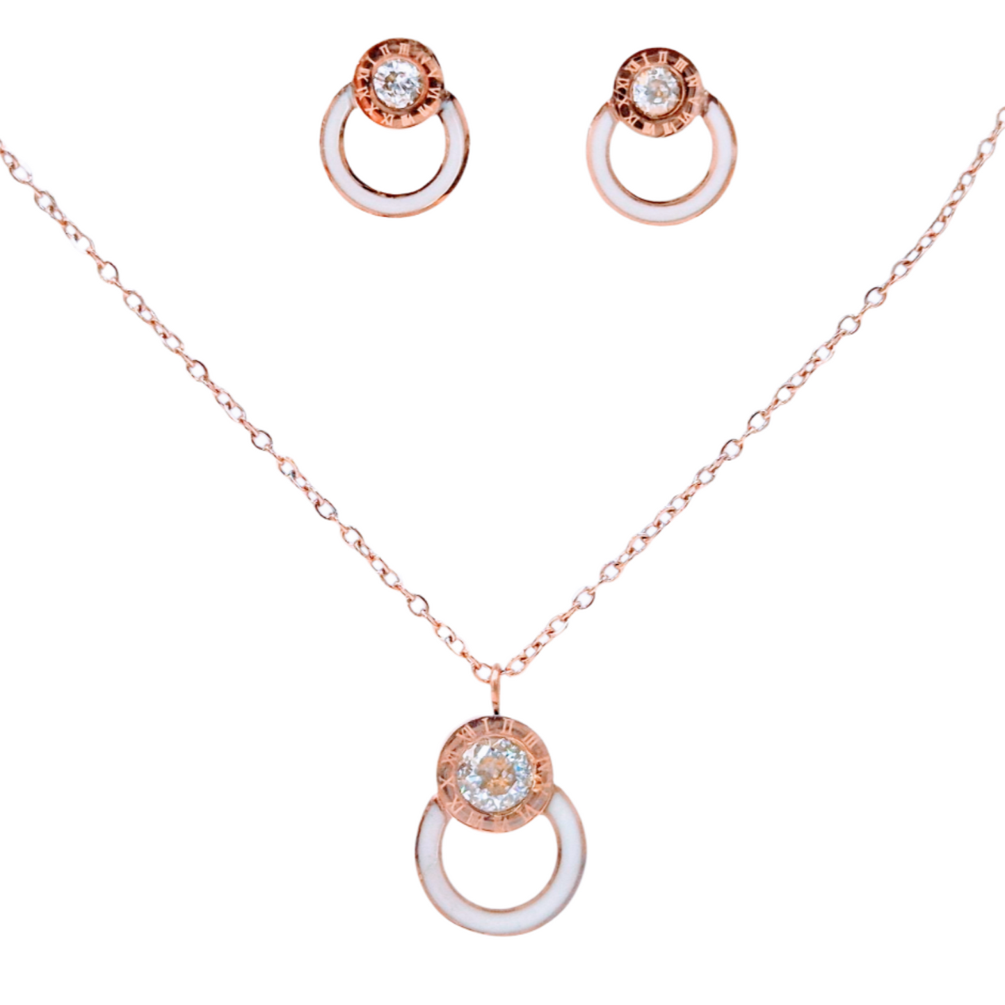 Elegant White mother of pearl in Pink Plating