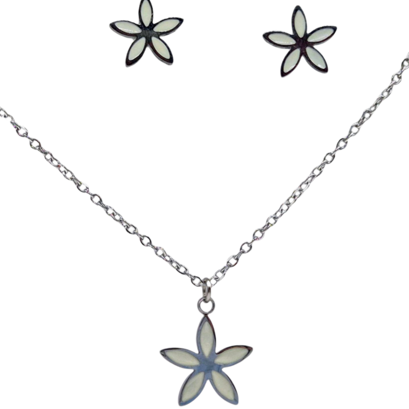 Floral design with White Mother Of Pearl in White Plating