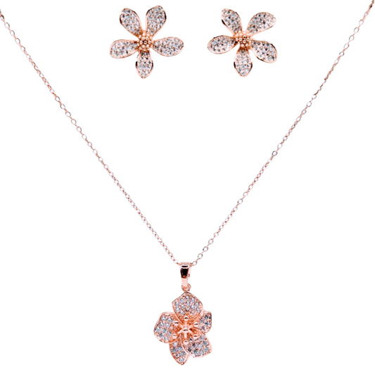 Feminine and floral design with crystals in Pink Plating