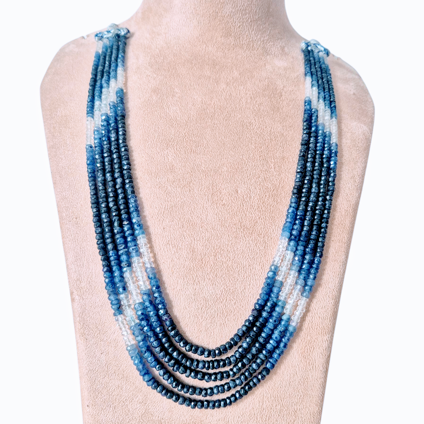 Natural Royal Blue Sapphire, in shades of Royal Blue, inky blue and white sapphire make this elegant sapphire necklace