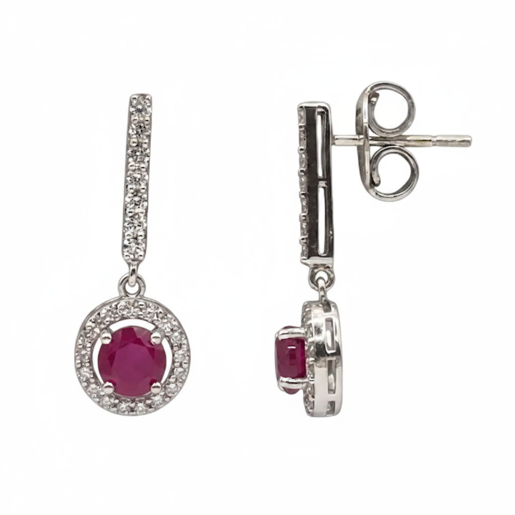 Red Hydro Lab Diamond Earrings | 925 Silver