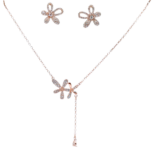 Floral design with Crystals in Pink Plating, charming and pretty