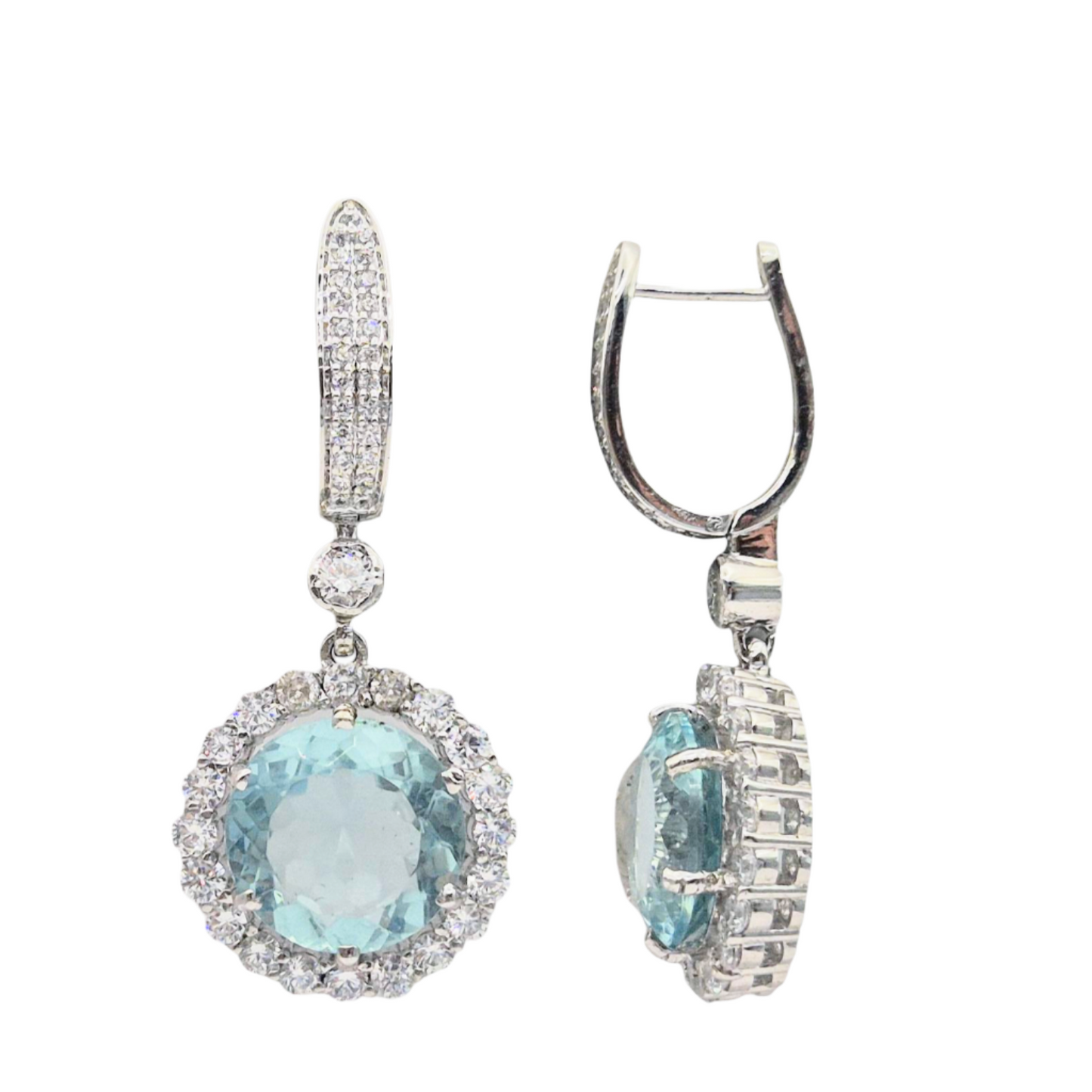 Blue Hydro quartz with Cubic Zirconia in 925 Silver