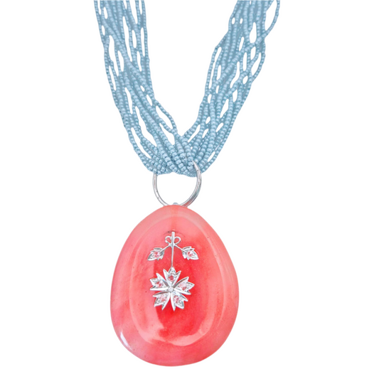 Strawberry Obsidian gemstone with natural diamonds in 18kt White Gold