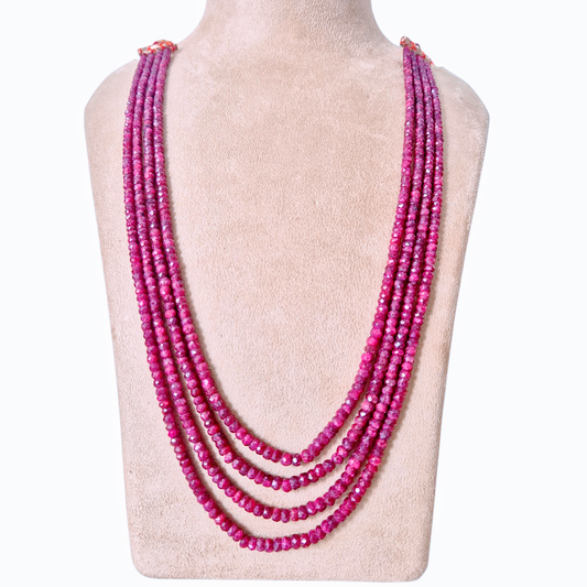 Natural Rubies gemstones, in a beautiful pomegranate shade, makes this necklace