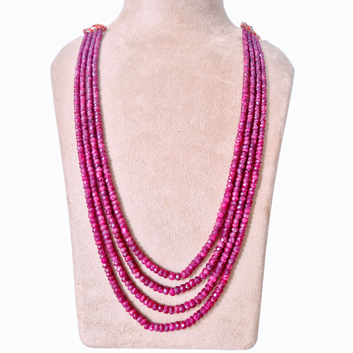 Natural Rubies gemstones, in a beautiful pomegranate shade, makes this necklace