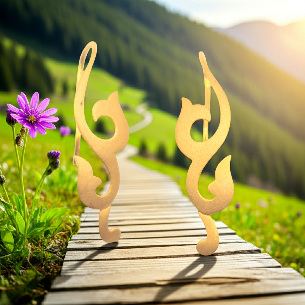 Designer earrings for a music lover, singer enthusiast, set in 18kt Yellow Gold