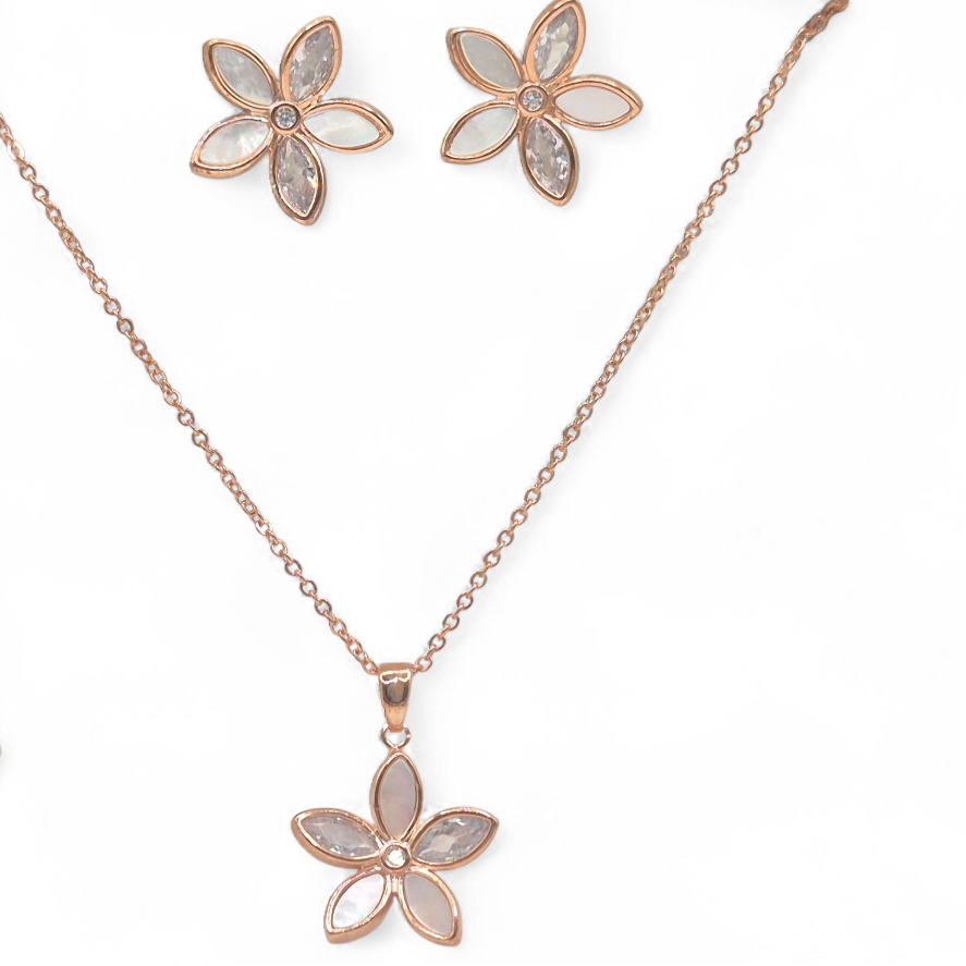 TS04 - Mother of pearl and marquis zircon in stainless steel