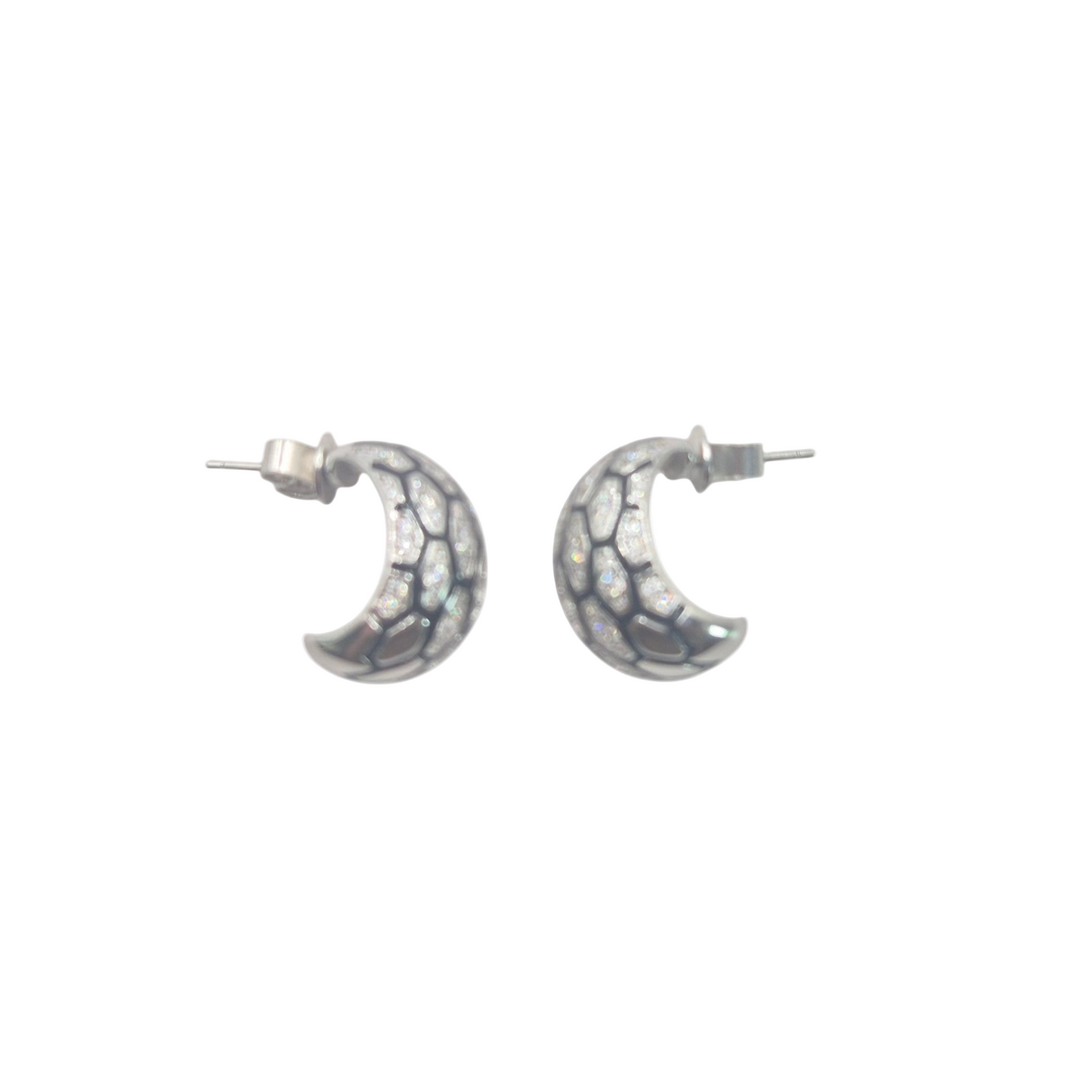 Cubic zirconia with Black Enamel in Silver