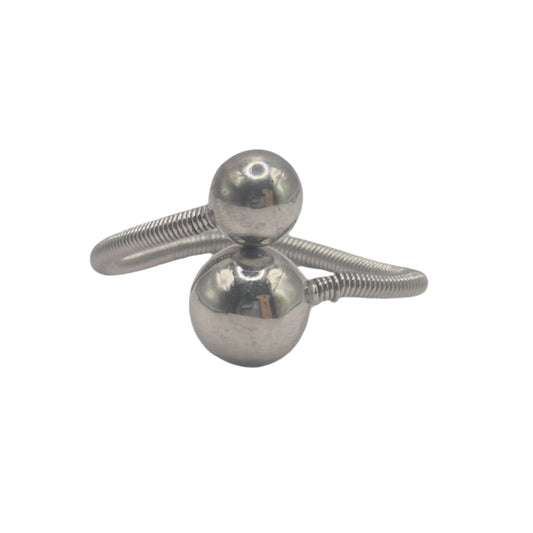 Spring ball ring in 925 Silver, adjustable