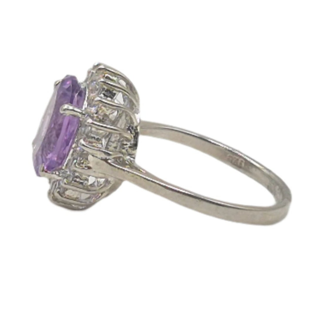 Amethyst Oval in 925 Silver with Cubic Zirconia