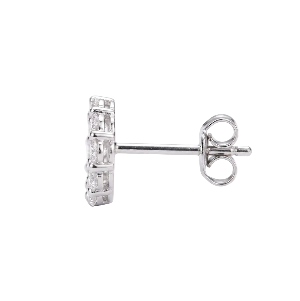 Graduating Lab Grown Diamond Circle Eartops in 925 Sterling Silver
