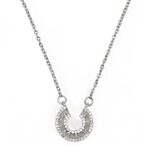 Stainless steel pendant with baguettes