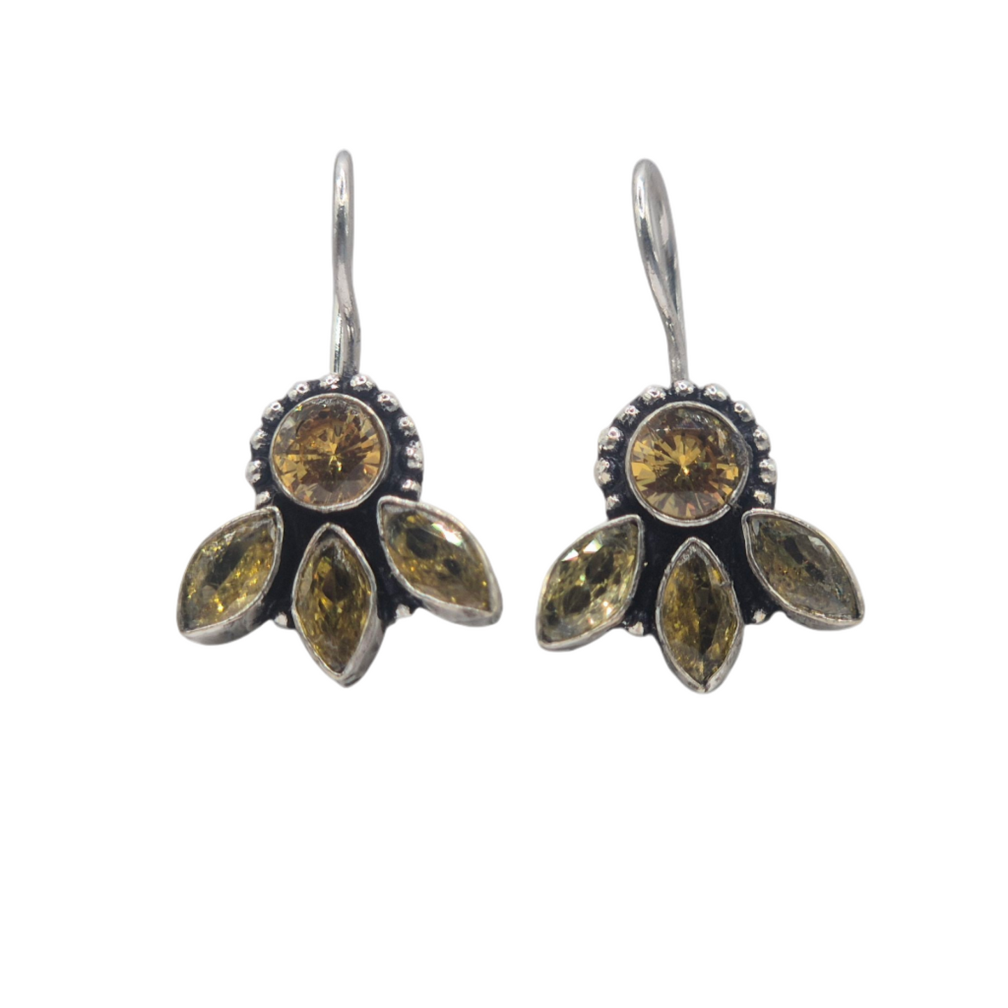Deep yellow cubic zirconia studs in brass