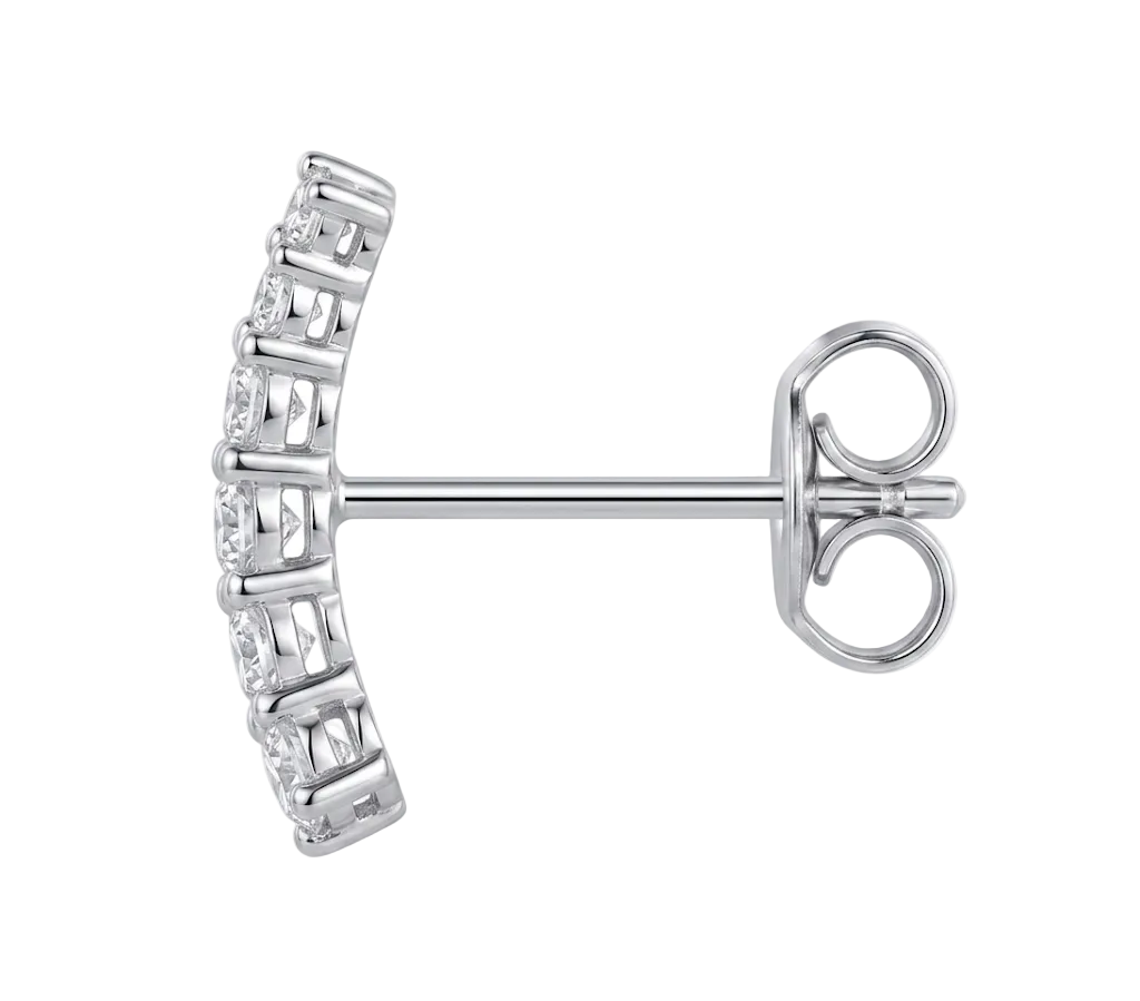 Graduating Lab Grown Diamond Curved Line Ear Cuffs in 925 Sterling Silver