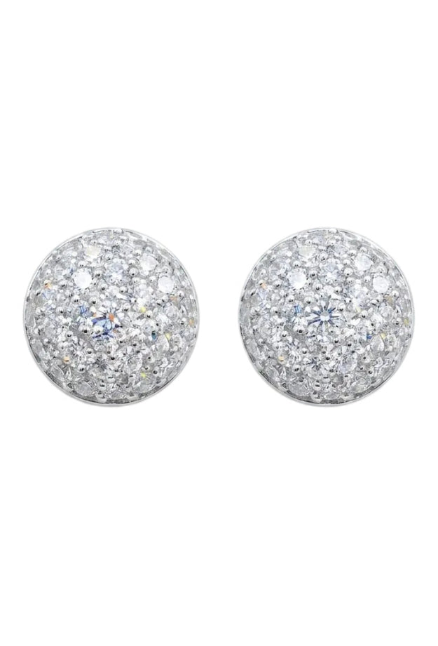 Round Diamond Studded Eartops in 925 Sterling Silver | Lab Grown Diamond Studs
