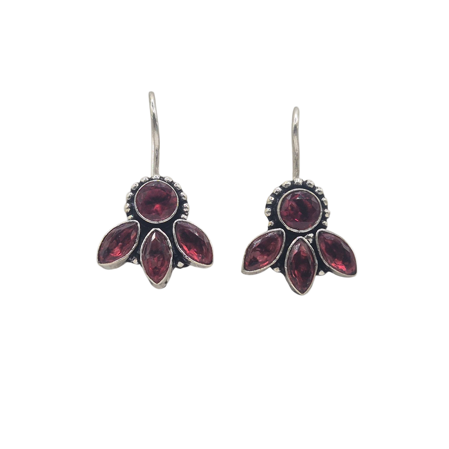 Maroon cubic zirconia ear studs in brass