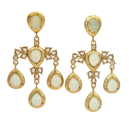 Light Green Quartz with Smoky Quartz set in Brass