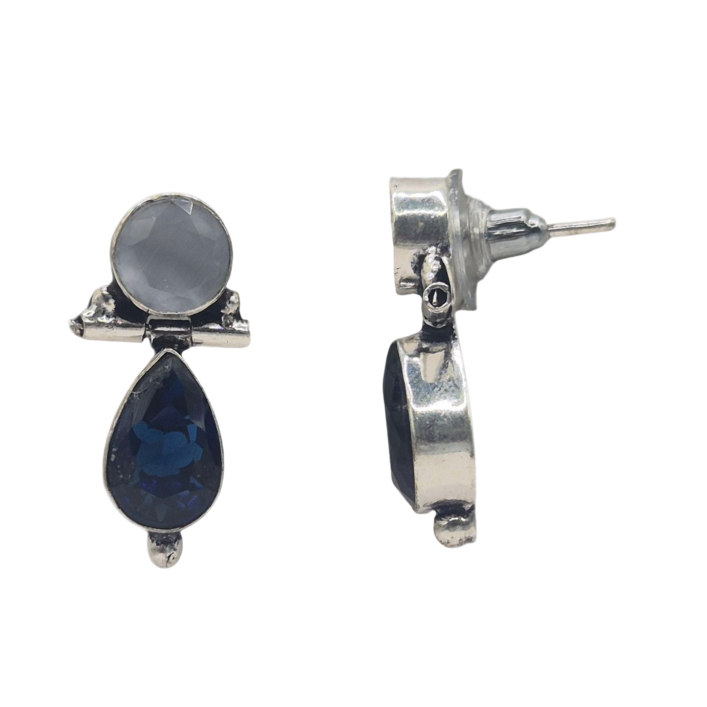 Dark blue and grey cubic zirconia Studs