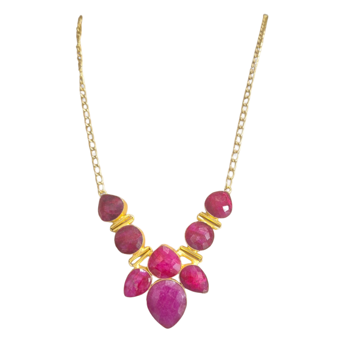 Dark maroon quartz in brass