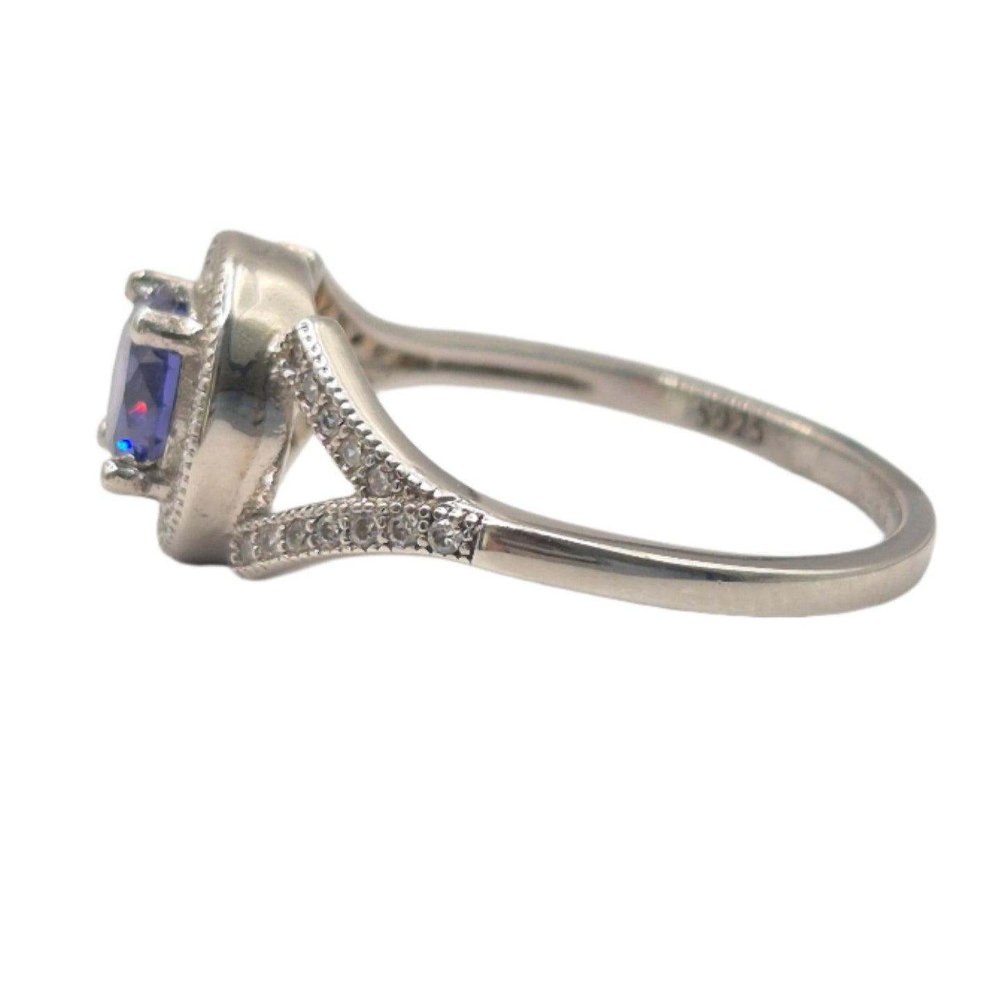 Royal blue and white Cubic Zirconia in 925 Silver