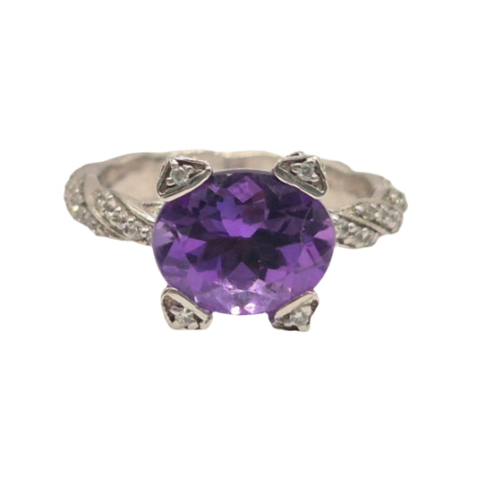 Amethyst and Cubic Zirconia in 925 Silver
