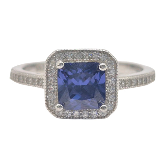 Blue and White Cubic Zirconias in 925 Silver