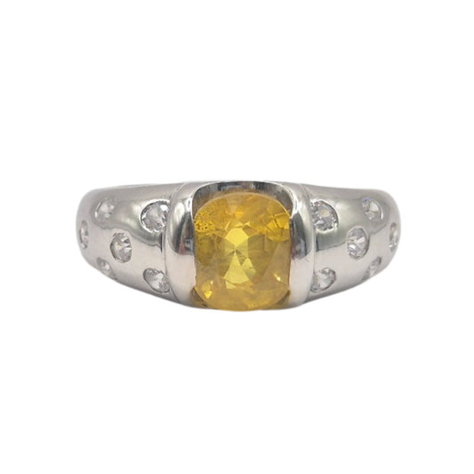 Yellow Sapphire and Zircons in 925 Silver