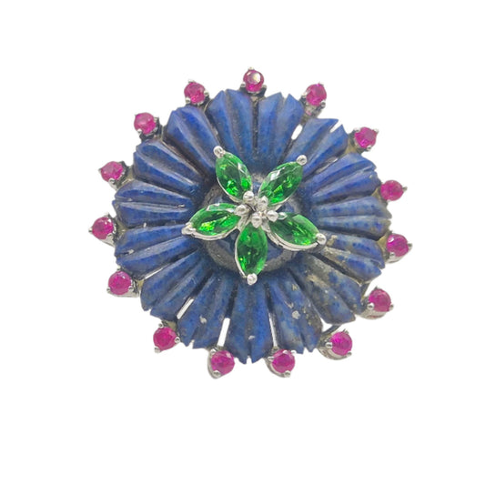 Lapiz and Rubies in 925 Silver