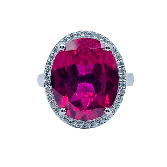 Red Oval Hydro with Cubic Zirconia in 925 Silver