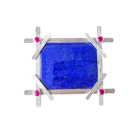 Lapiz Lazuli with Cubic Zirconias in 925 Silver