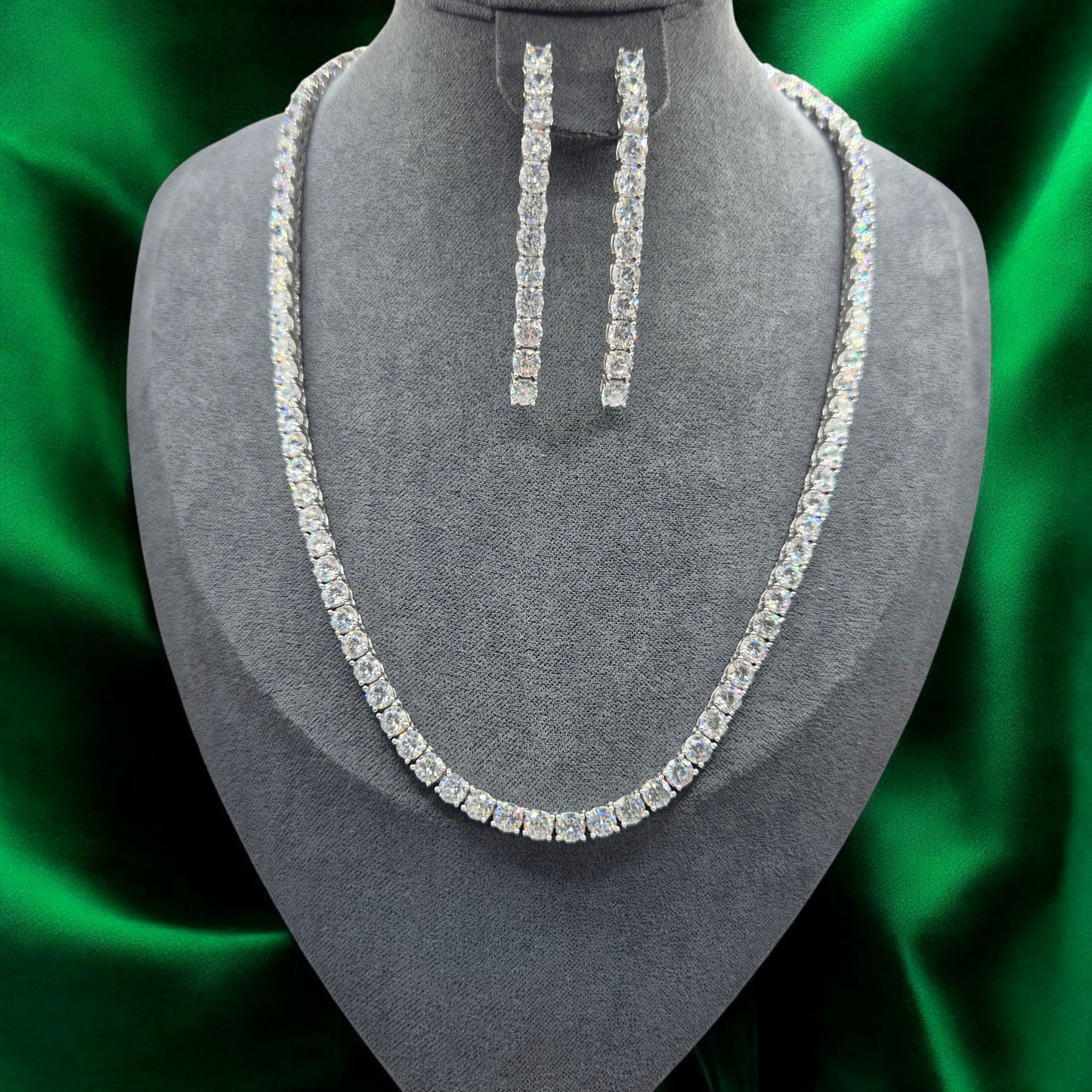 Lab Diamond Tennis Necklace | Luxury Silver(Price on request)