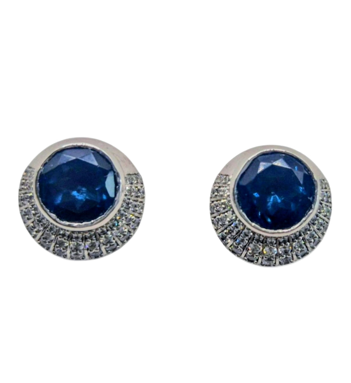 Dark Blue hydro gems with white cubic zirconia in 925 silver