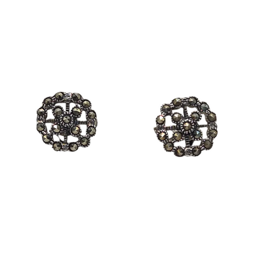 Floral marcasite tops in 925 silver