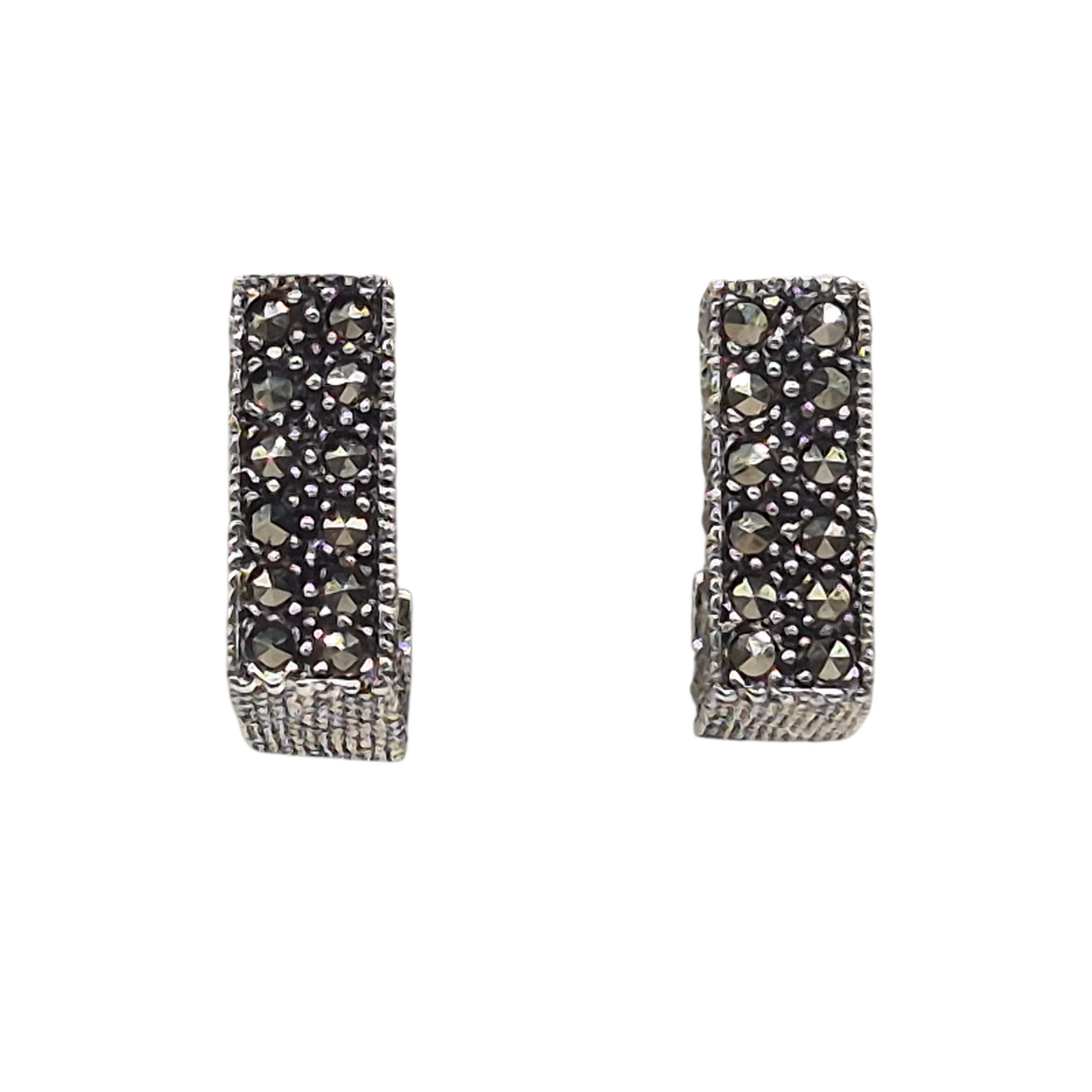 Marcasite Square Bali in 925 silver