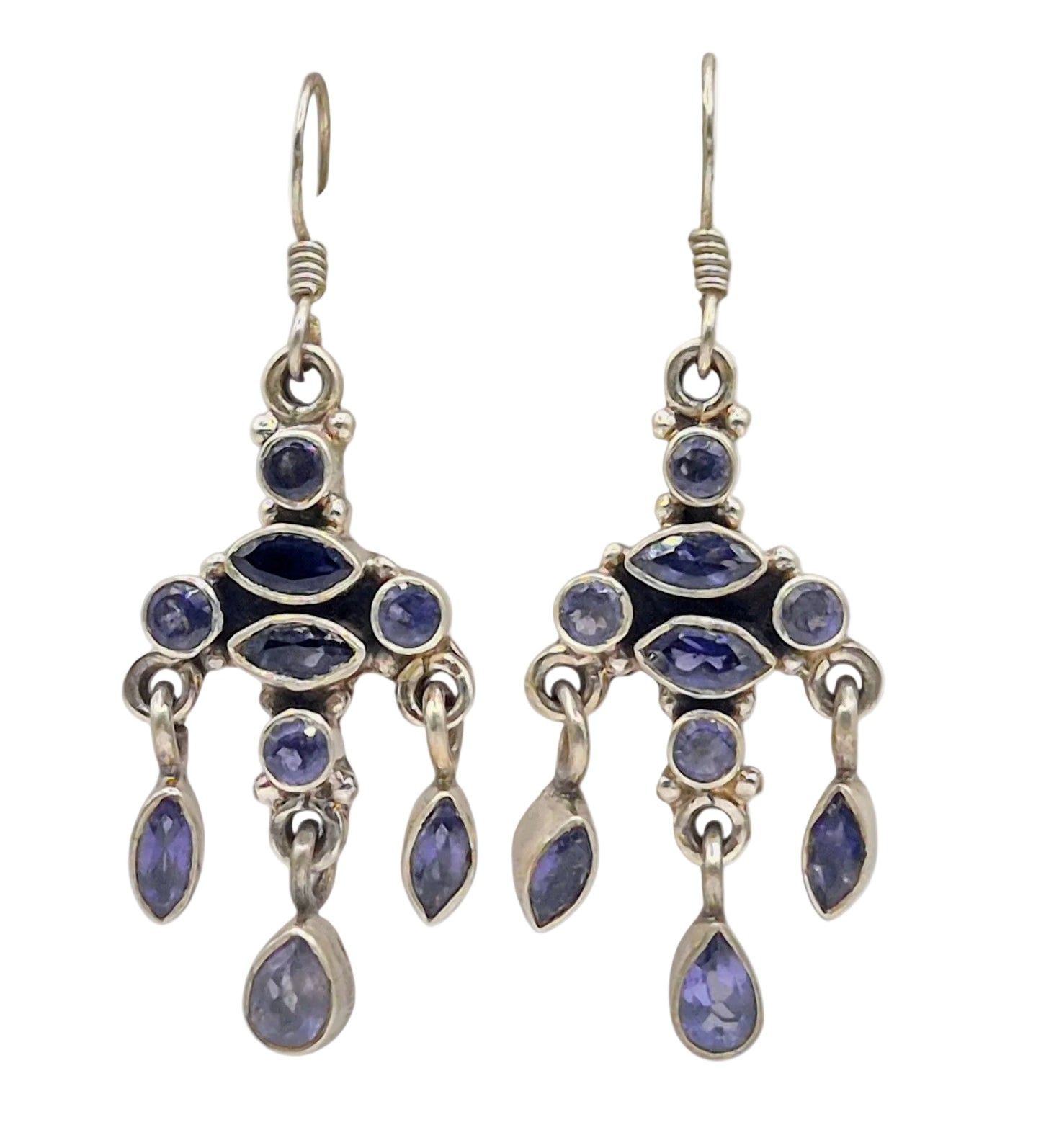 Purple Topaz danglers in 925 silver