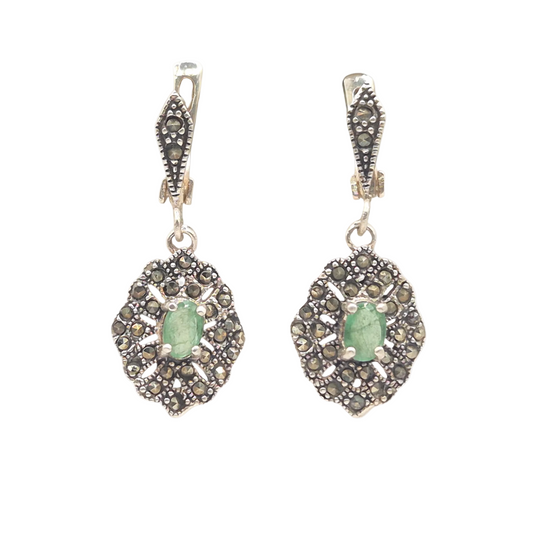 Victorian emerald earring with a bali Style in 925 silver