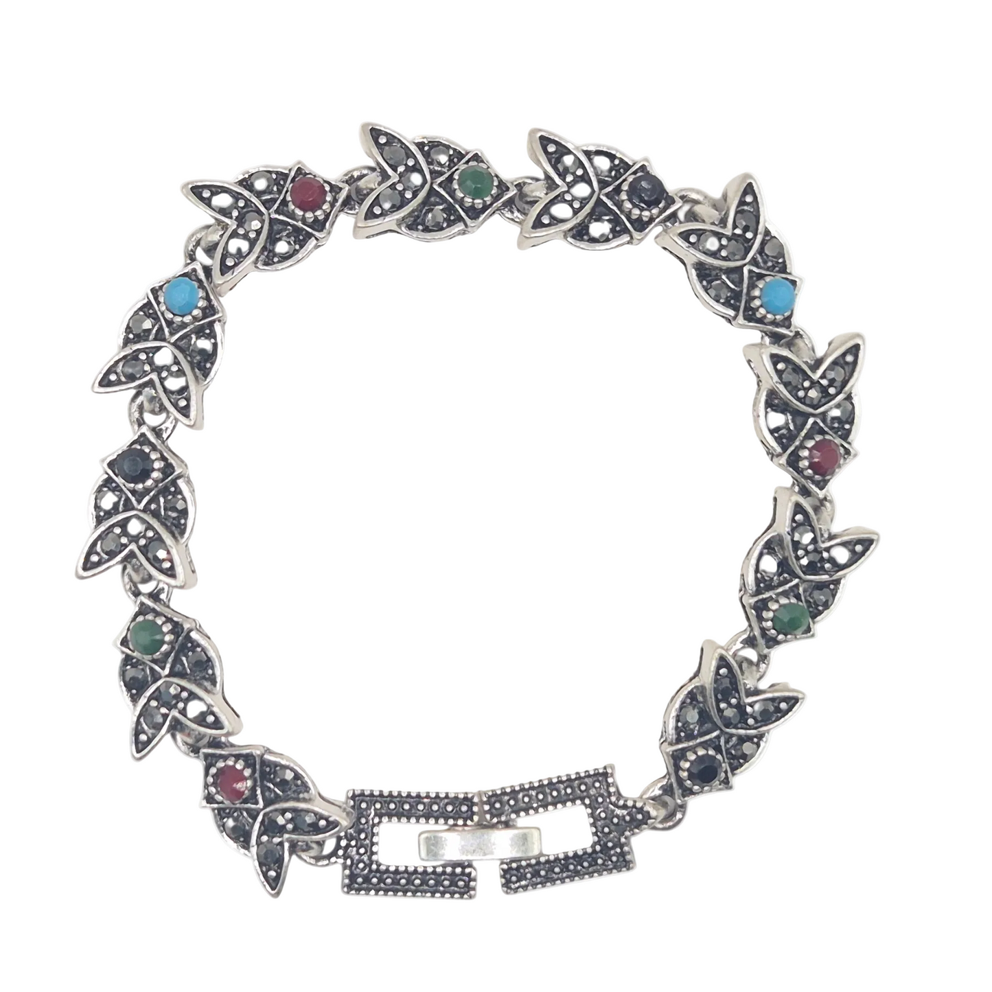 Multicolour quartz with Marcasite in brass