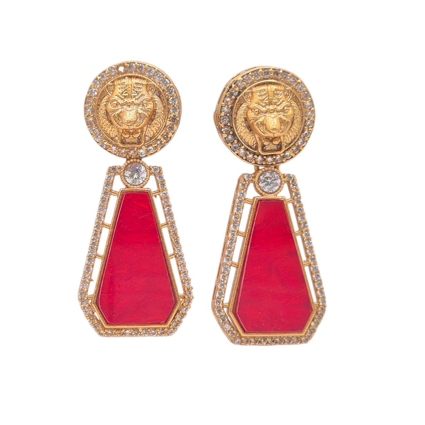 MOP Zircon Motif Earrings | Brass
