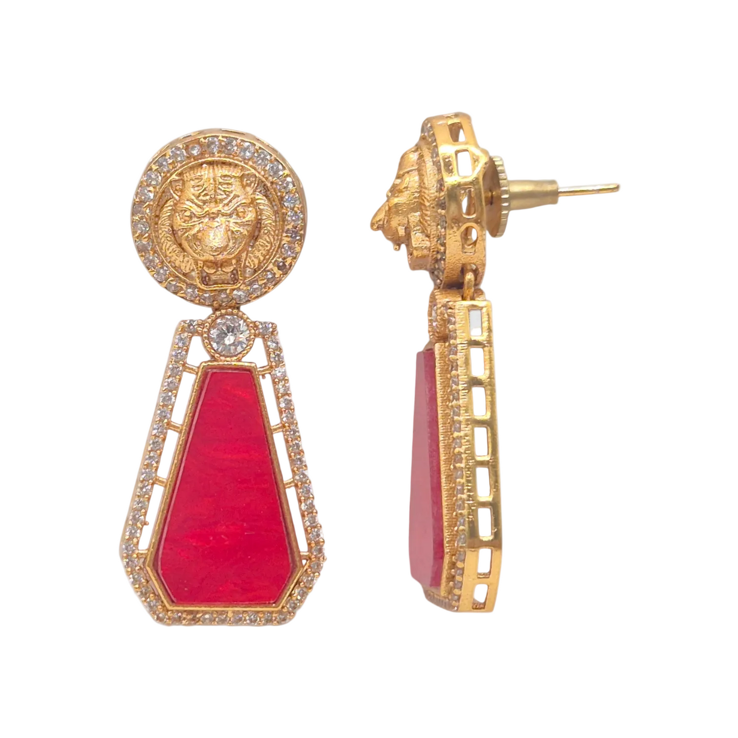MOP Zircon Motif Earrings | Brass