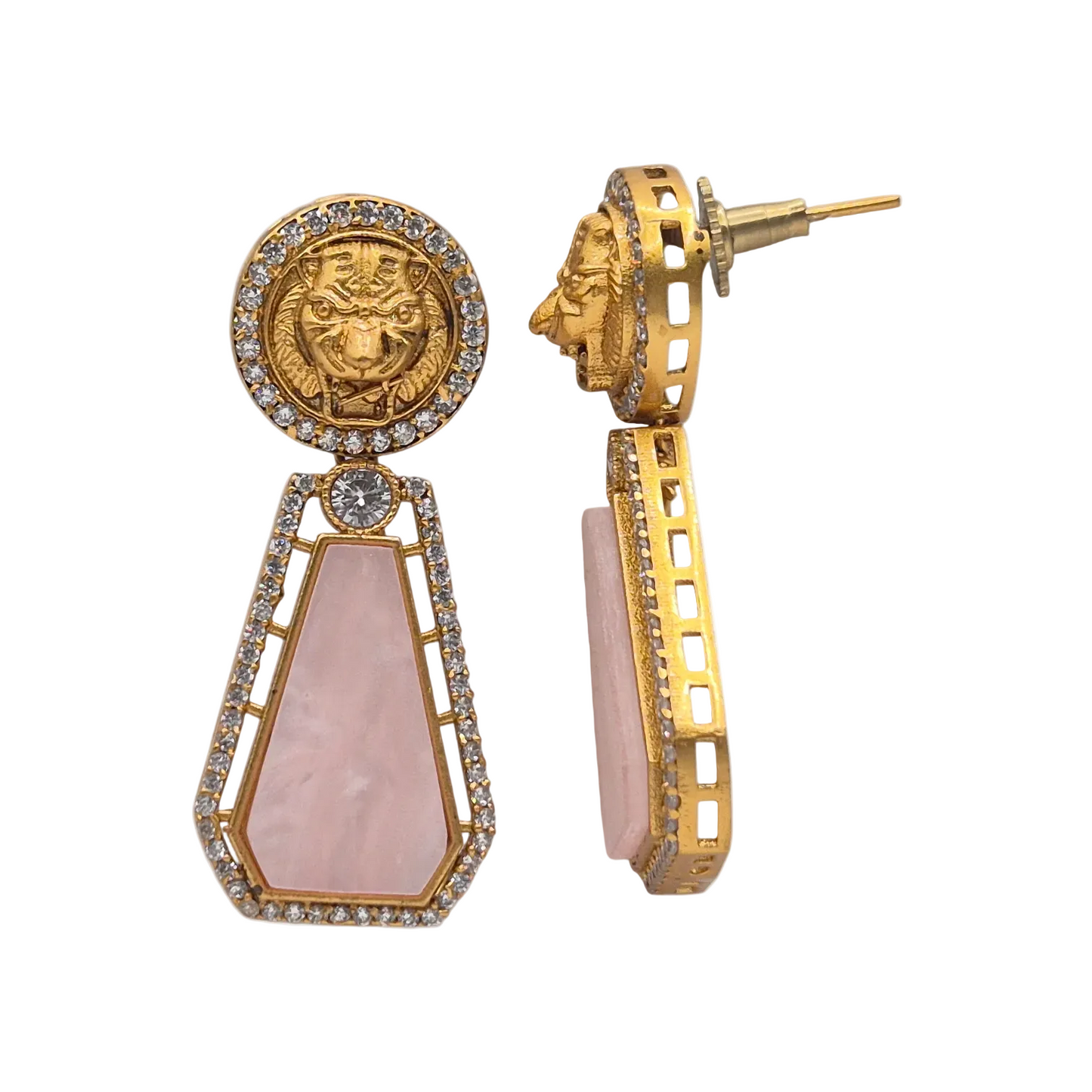 MOP Zircon Designer Studs | Brass Jewelry