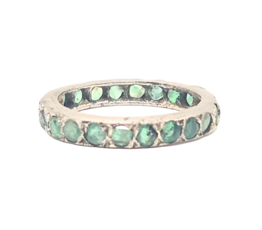Light green natural emeralds in German Silver