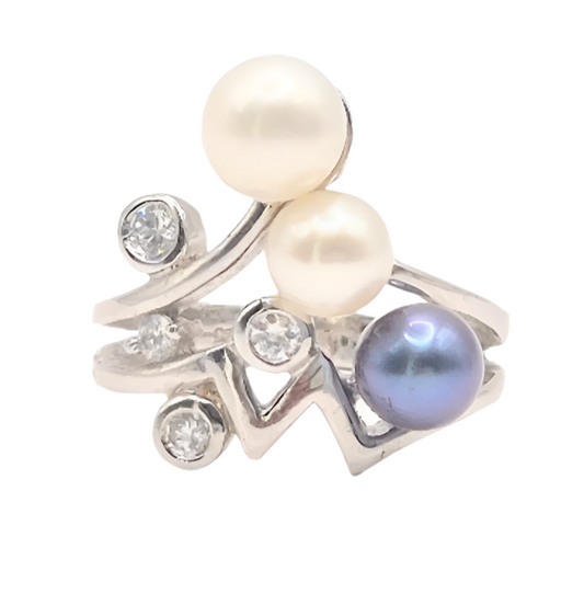 Pleasing pastel White and Tahitian Pearls in 925 Silver