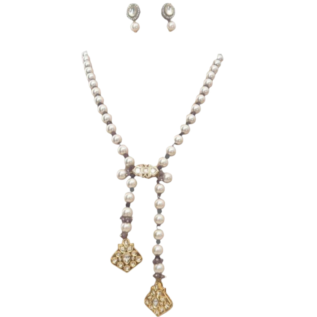Pearl strings with kundan drops